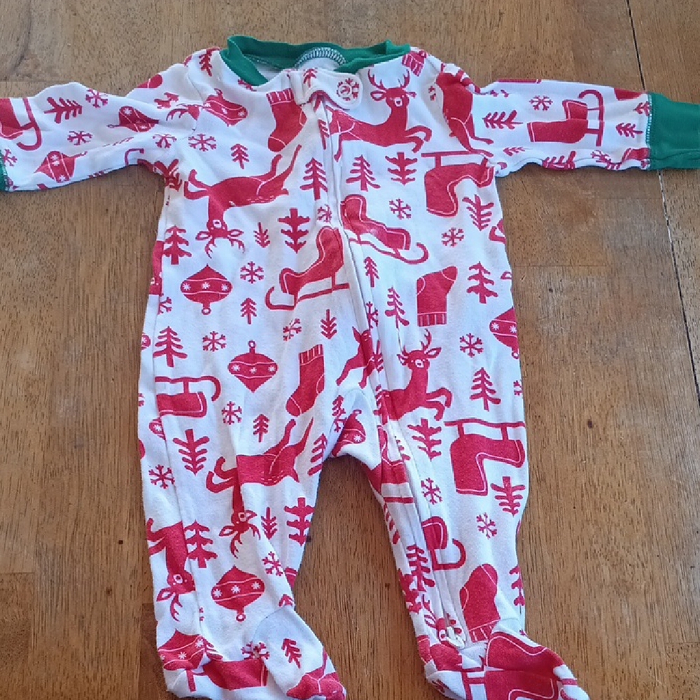 Carter's Red and Green Reindeer Footie